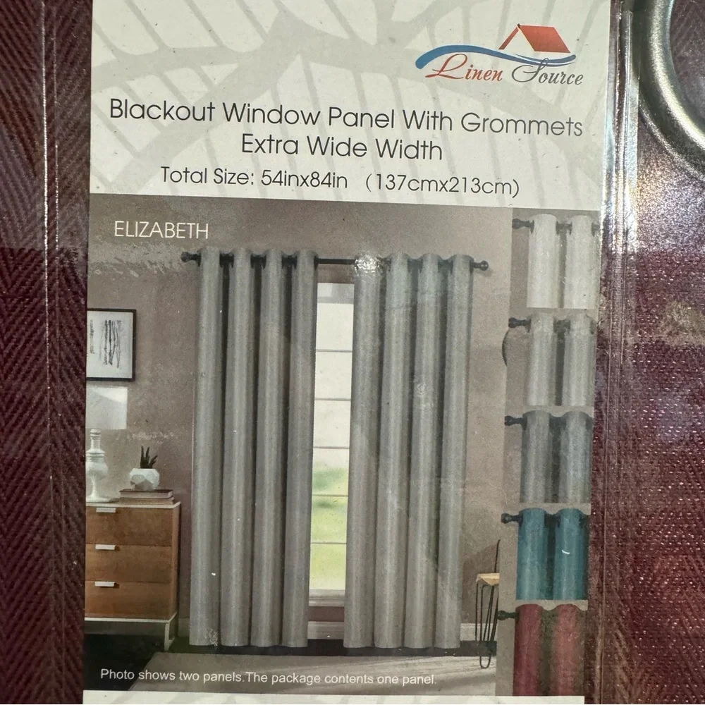 Elizabeth Burgundy 1 panel blackout window panel with grommets extra wide